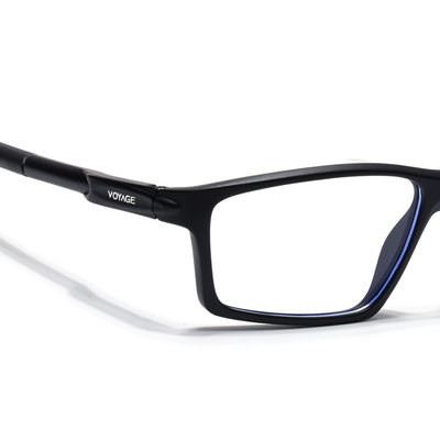 Voyage Active Black Rectangle Eyeglasses for Men & Women (9804MG5703-C1)