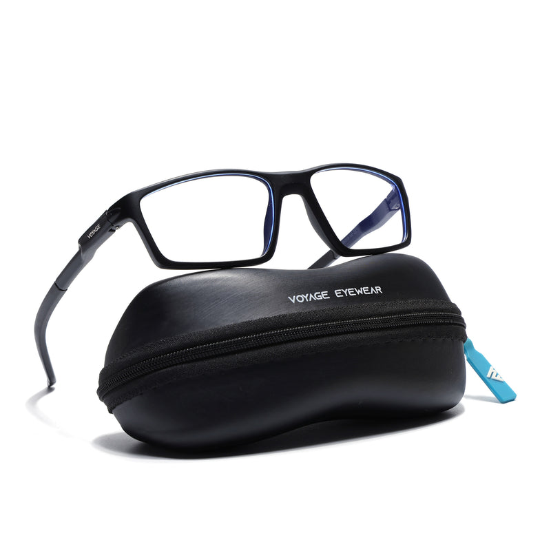 Voyage Active Black Rectangle Eyeglasses for Men & Women (9804MG5703-C1)