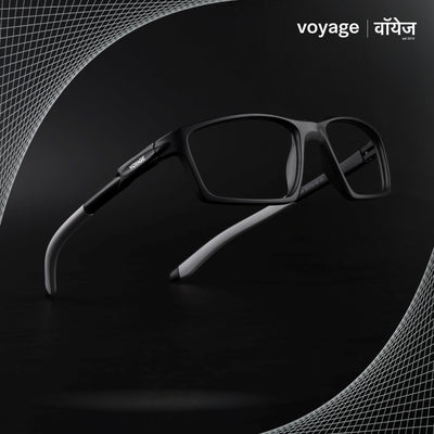 Voyage Active Black Rectangle Eyeglasses for Men & Women (9804MG5704-C2)