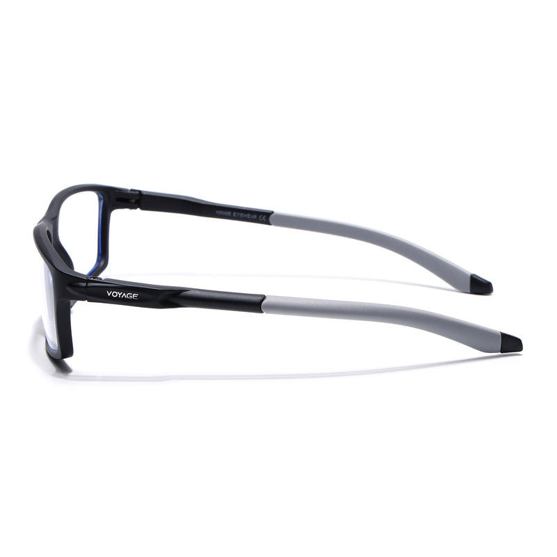 Voyage Active Black Rectangle Eyeglasses for Men & Women (9804MG5704-C2)