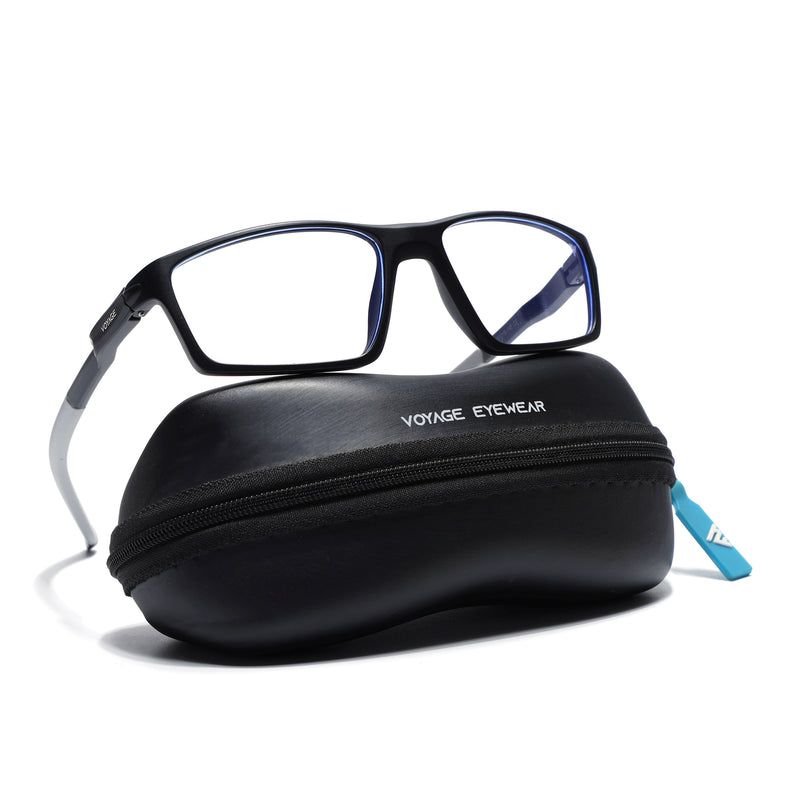 Voyage Active Black Rectangle Eyeglasses for Men & Women (9804MG5704-C2)