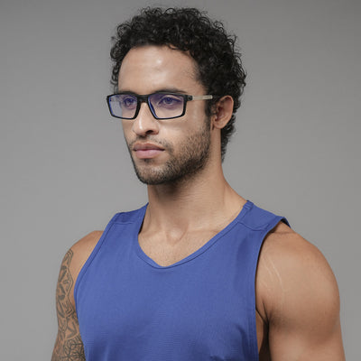 Voyage Active Black Rectangle Eyeglasses for Men & Women (9804MG5705-C3)