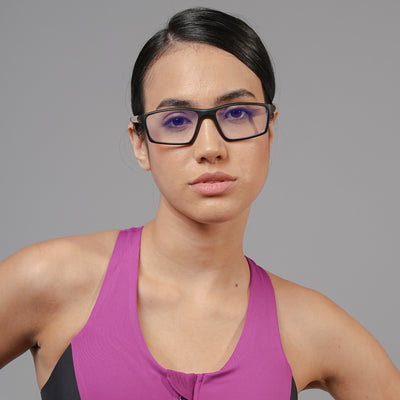 Voyage Active Black Rectangle Eyeglasses for Men & Women (9804MG5705-C3)