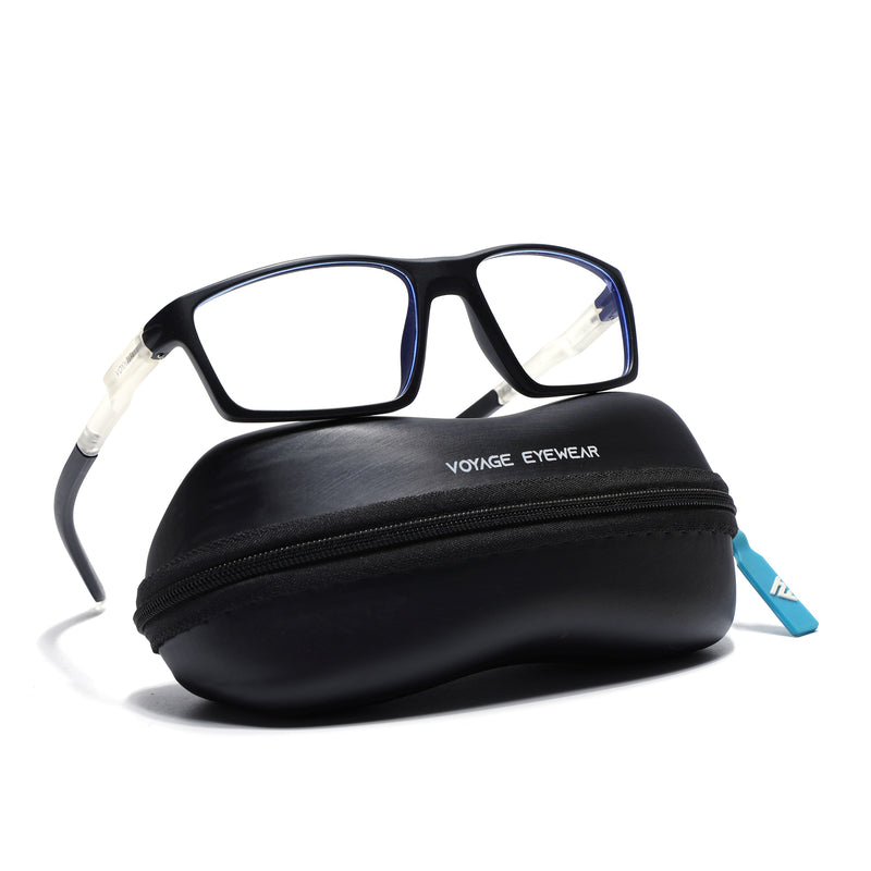 Voyage Active Black Rectangle Eyeglasses for Men & Women (9804MG5705-C3)