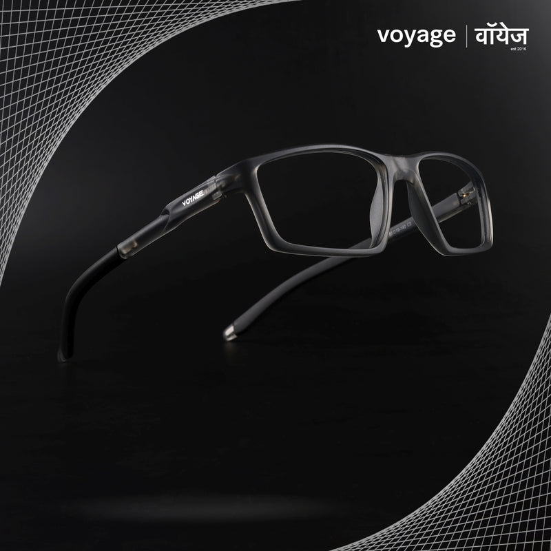 Voyage Active Grey Rectangle Eyeglasses for Men & Women (9804MG5706-C4)