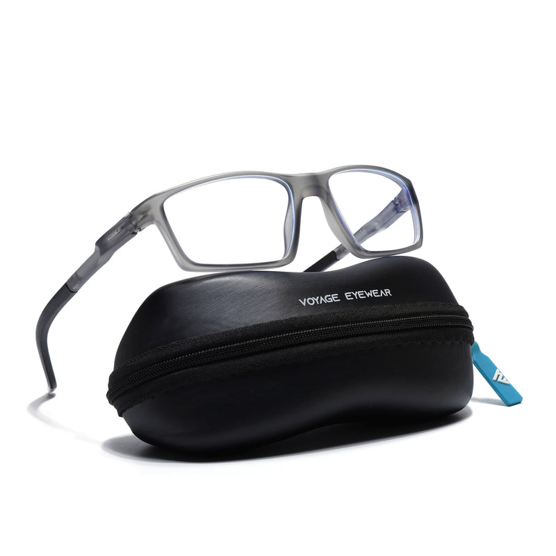Voyage Active Grey Rectangle Eyeglasses for Men & Women (9804MG5706-C4)