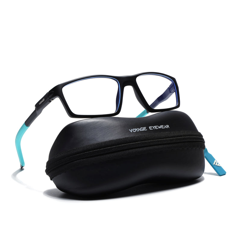 Voyage Active Black Rectangle Eyeglasses for Men & Women (9804MG5707-C5)