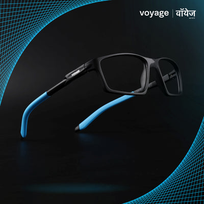 Voyage Active Black Rectangle Eyeglasses for Men & Women (9804MG5708-C6)