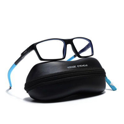 Voyage Active Black Rectangle Eyeglasses for Men & Women (9804MG5708-C6)