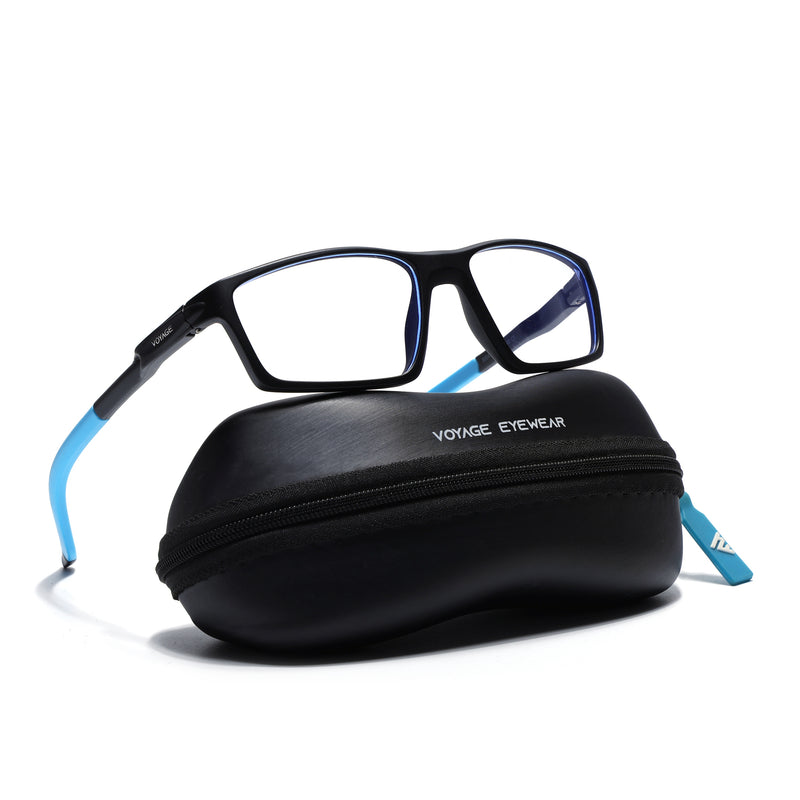 Voyage Active Black Rectangle Eyeglasses for Men & Women (9804MG5708-C6)