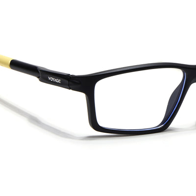 Voyage Active Black Rectangle Eyeglasses for Men & Women (9804MG5710-C8)