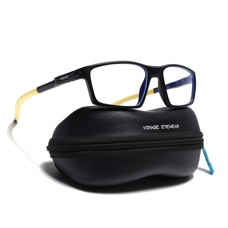 Voyage Active Black Rectangle Eyeglasses for Men & Women (9804MG5710-C8)