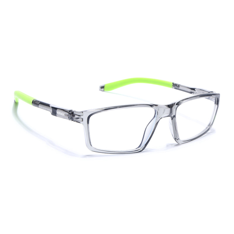 Voyage Active Transparent Grey Rectangle Eyeglasses for Men & Women (9804MG5711-C9)