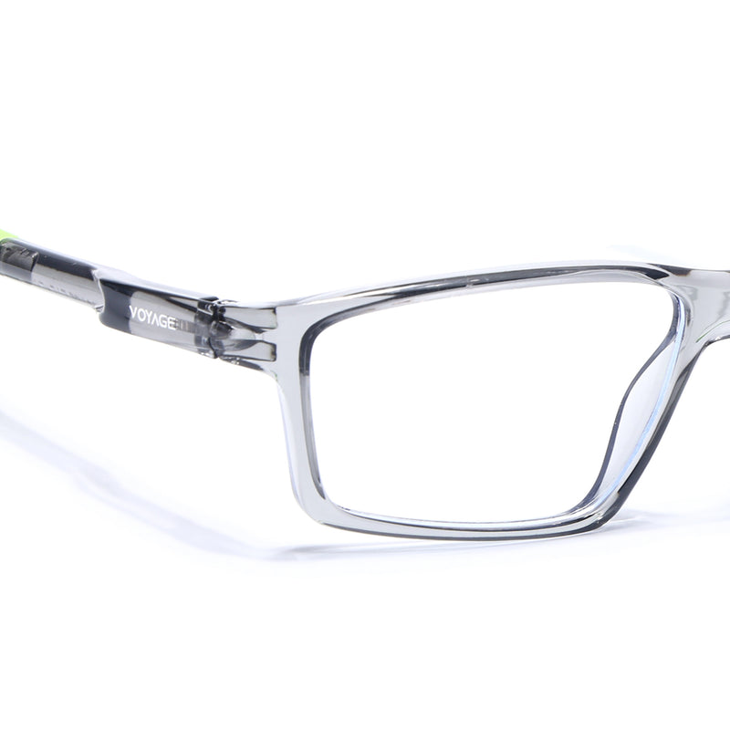 Voyage Active Transparent Grey Rectangle Eyeglasses for Men & Women (9804MG5711-C9)