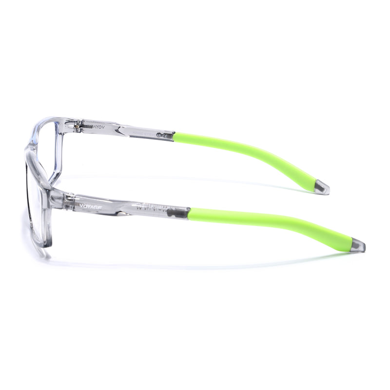Voyage Active Transparent Grey Rectangle Eyeglasses for Men & Women (9804MG5711-C9)