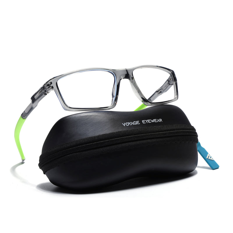Voyage Active Transparent Grey Rectangle Eyeglasses for Men & Women (9804MG5711-C9)