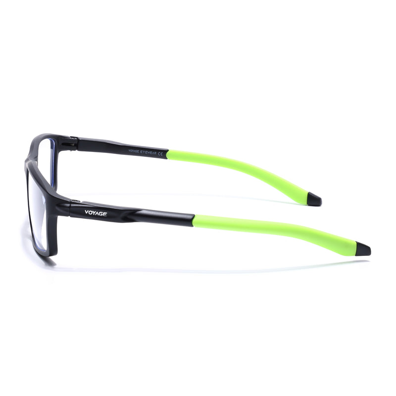 Voyage Active Black Rectangle Eyeglasses for Men & Women (9804MG5712-C10)