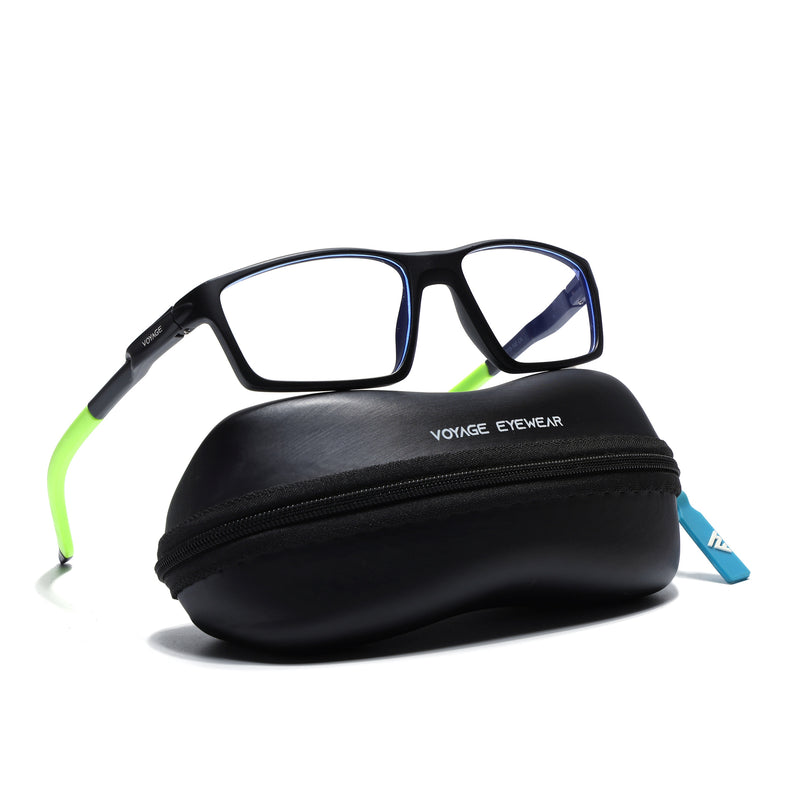 Voyage Active Black Rectangle Eyeglasses for Men & Women (9804MG5712-C10)