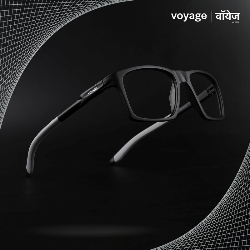 Voyage Active Black Square Eyeglasses for Men & Women (9805MG5714-C2)