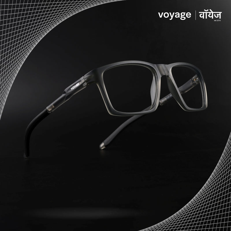 Voyage Active Grey Square Eyeglasses for Men & Women (9805MG5716-C4)