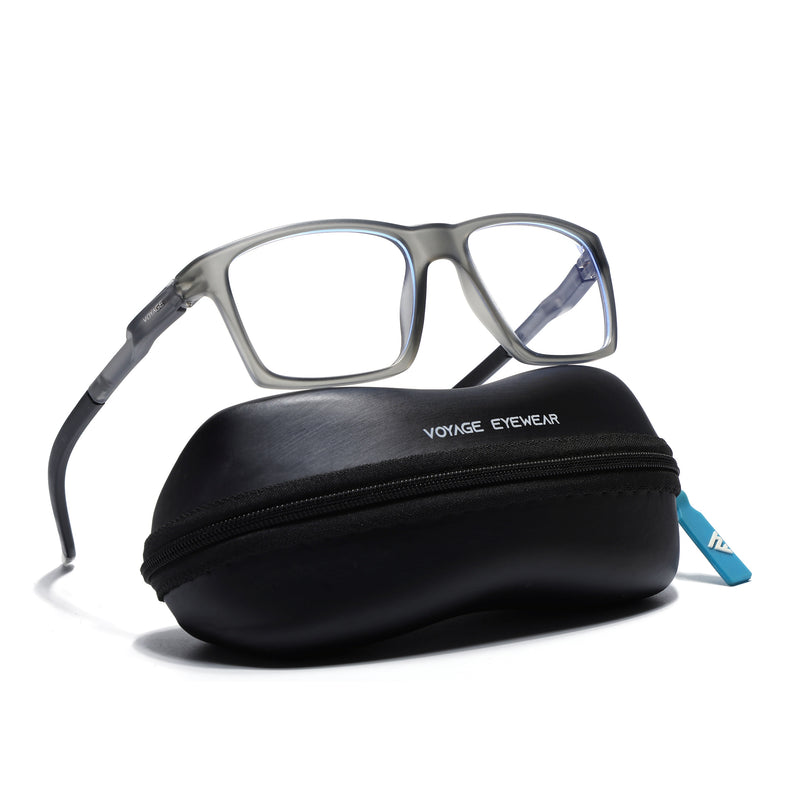 Voyage Active Grey Square Eyeglasses for Men & Women (9805MG5716-C4)