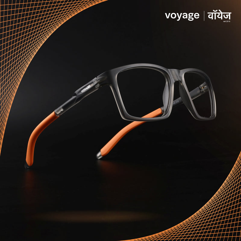 Voyage Active Grey Square Eyeglasses for Men & Women (9805MG5720-C8)