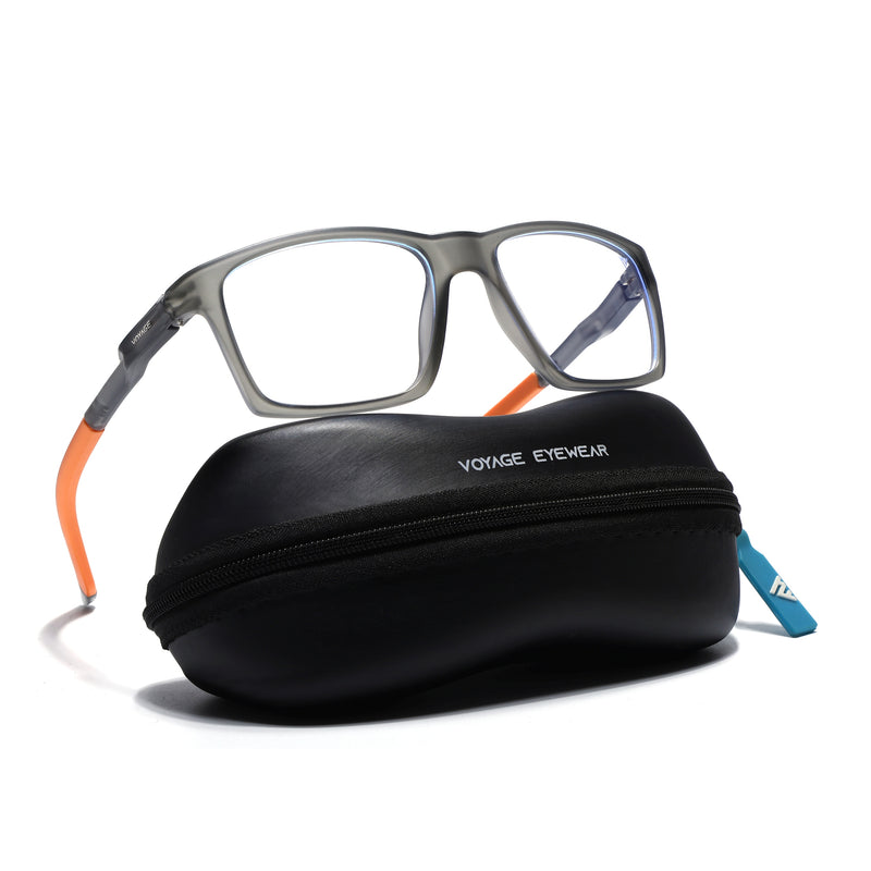 Voyage Active Grey Square Eyeglasses for Men & Women (9805MG5720-C8)