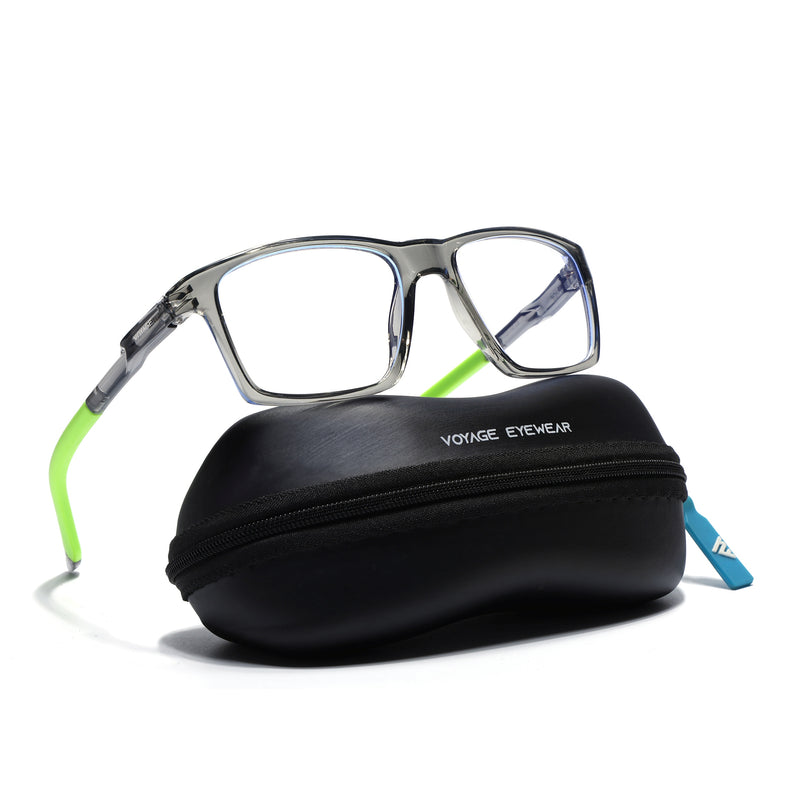 Voyage Active Transparent Grey Square Eyeglasses for Men & Women (9805MG5722-C10)