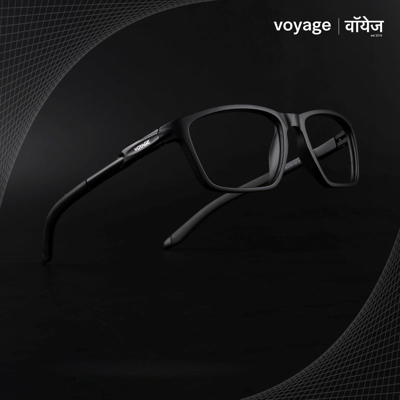 Voyage Active Black Rectangle Eyeglasses for Men & Women (9806MG5723-C1)