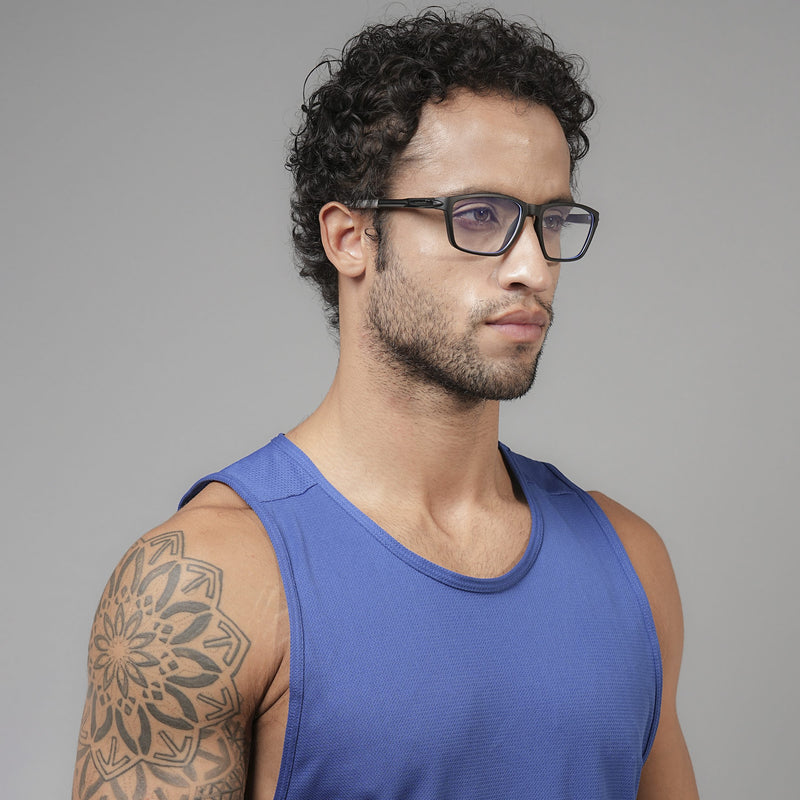 Voyage Active Black Rectangle Eyeglasses for Men & Women (9806MG5724-C2)