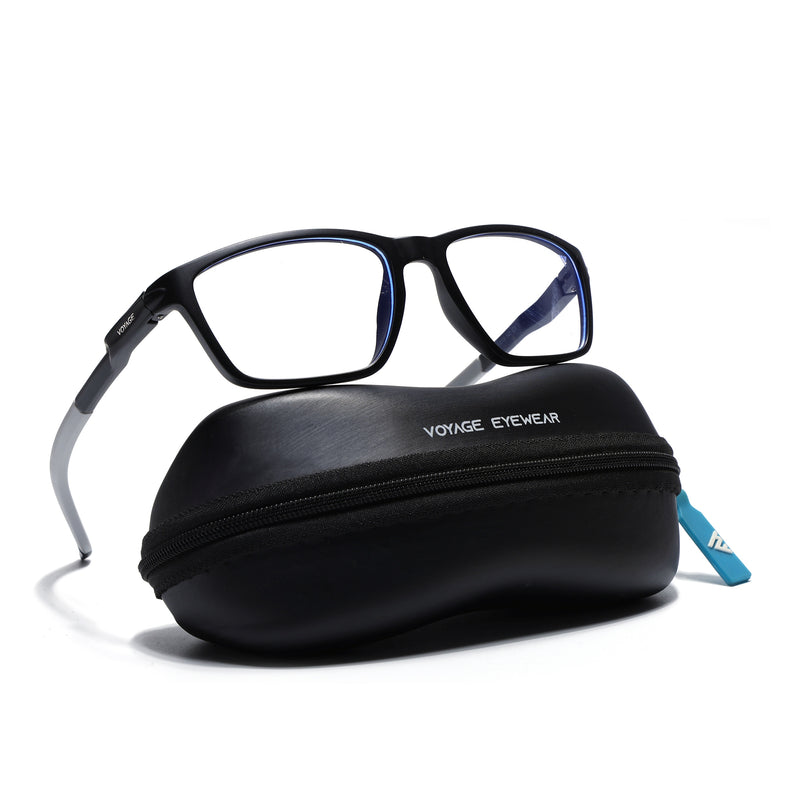 Voyage Active Black Rectangle Eyeglasses for Men & Women (9806MG5724-C2)