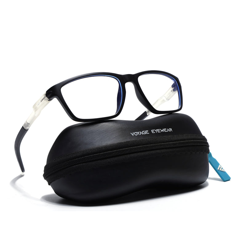 Voyage Active Black Rectangle Eyeglasses for Men & Women (9806MG5725-C3)