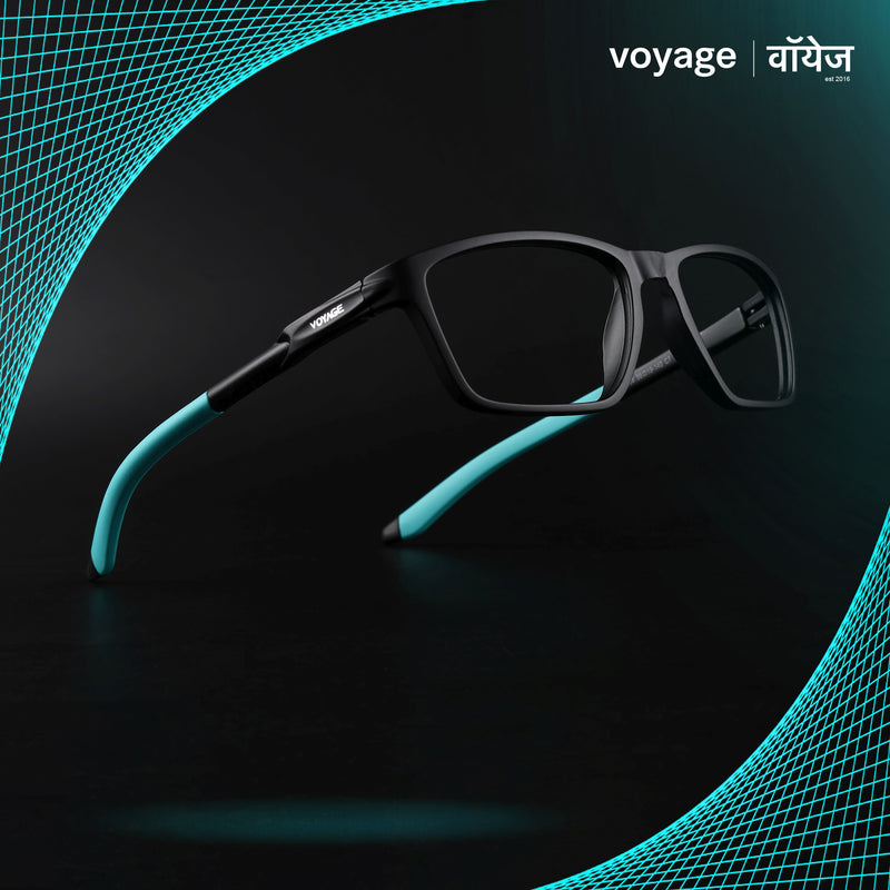 Voyage Active Black Rectangle Eyeglasses for Men & Women (9806MG5727-C5)