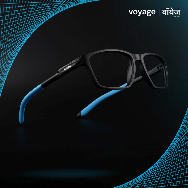 Voyage Active Black Rectangle Eyeglasses for Men & Women (9806MG5728-C6)