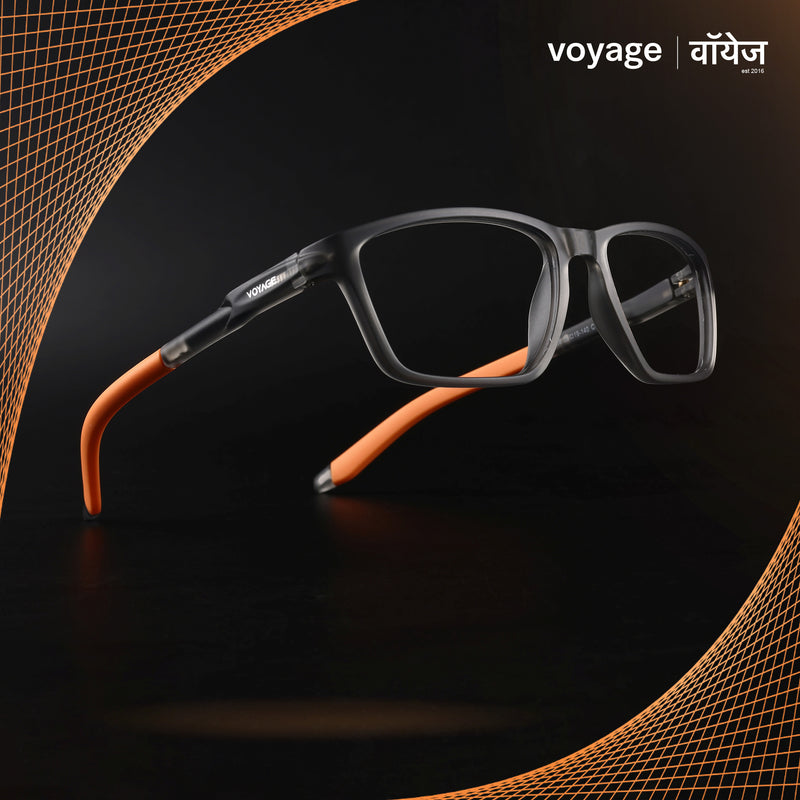 Voyage Active Grey Rectangle Eyeglasses for Men & Women (9806MG5730-C8)