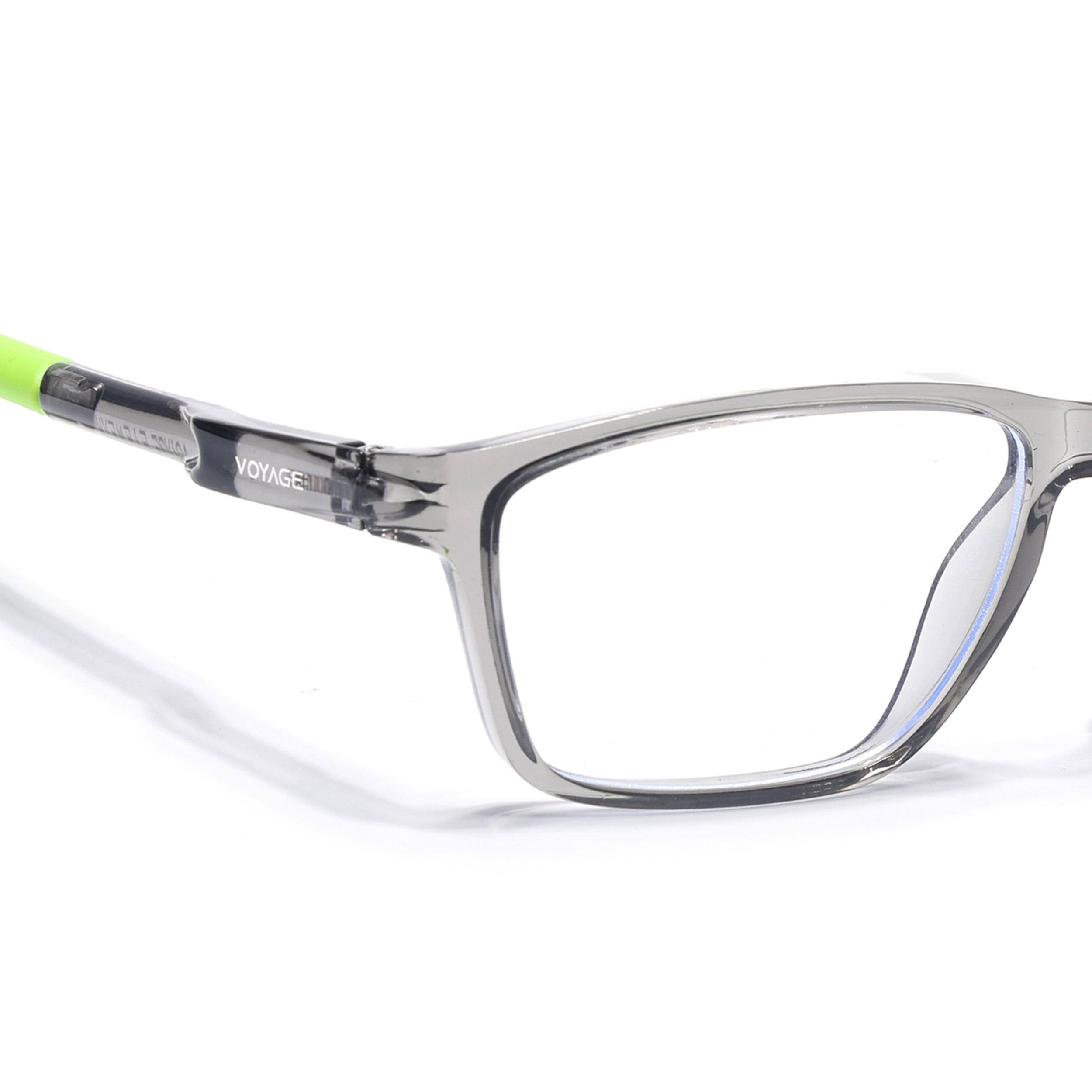 Voyage Active Transparent Grey Rectangle Eyeglasses for Men & Women (9806MG5732-C10)