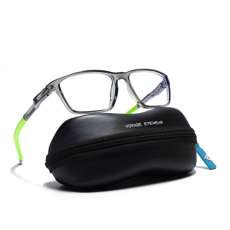 Voyage Active Transparent Grey Rectangle Eyeglasses for Men & Women (9806MG5732-C10)