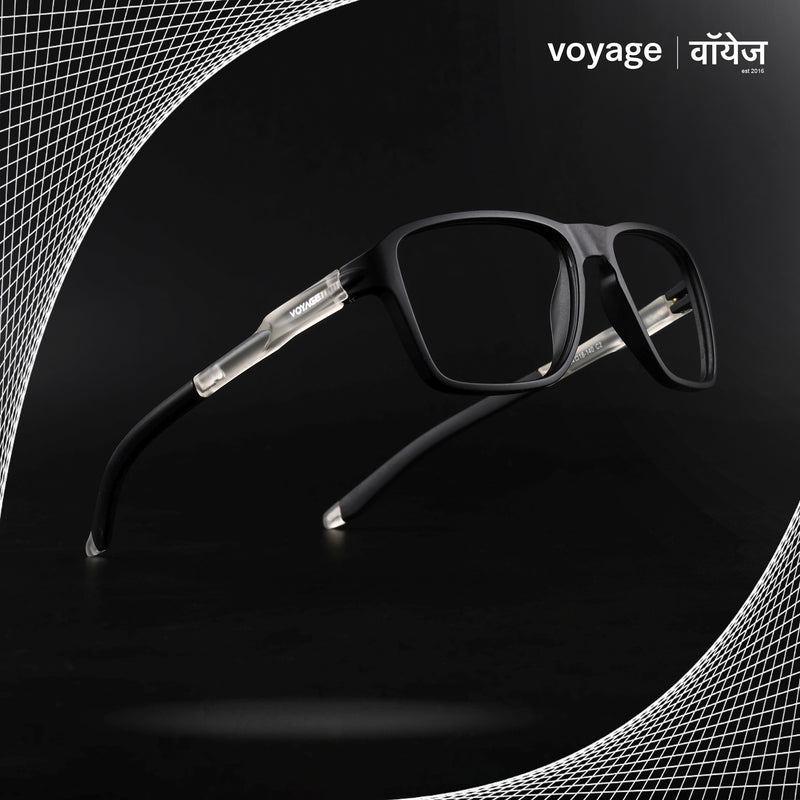 Voyage Active Black Square Eyeglasses for Men & Women (9807MG5735-C3)