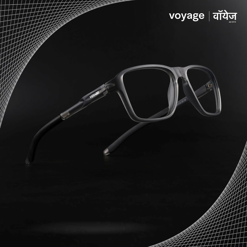 Voyage Active Grey Square Eyeglasses for Men & Women (9807MG5736-C4)