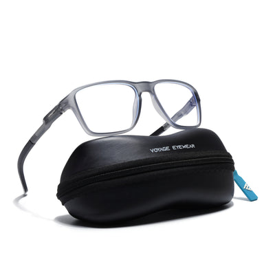 Voyage Active Grey Square Eyeglasses for Men & Women (9807MG5736-C4)