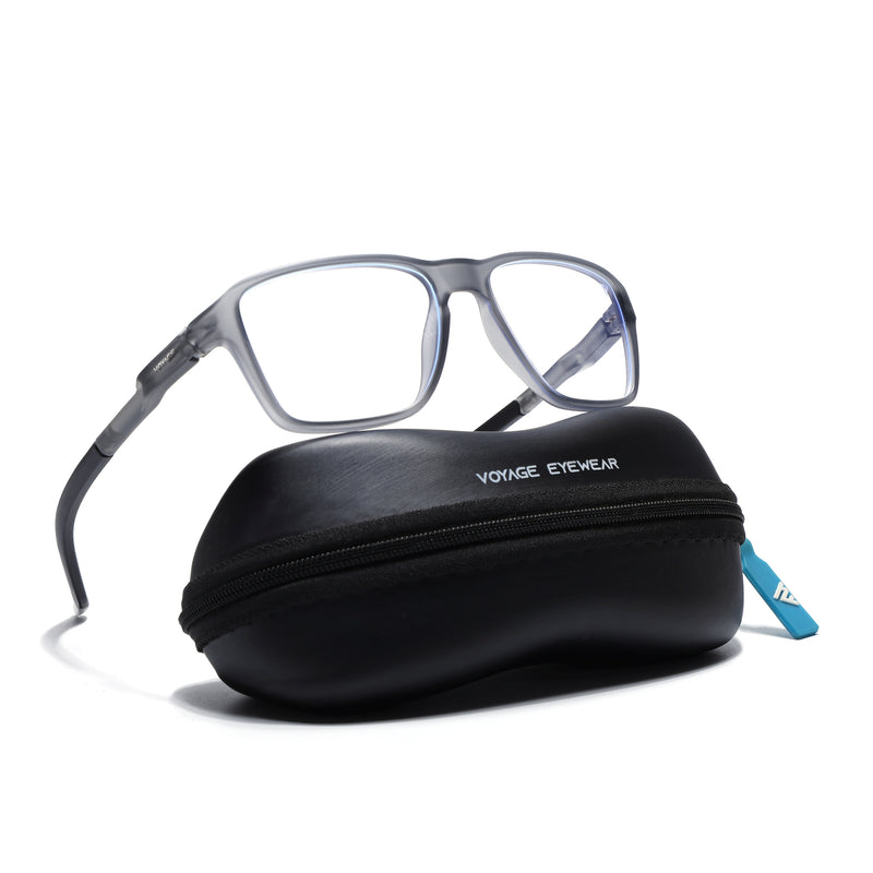 Voyage Active Grey Square Eyeglasses for Men & Women (9807MG5736-C4)