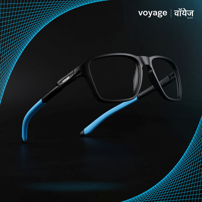 Voyage Active Black Square Eyeglasses for Men & Women (9807MG5738-C6)