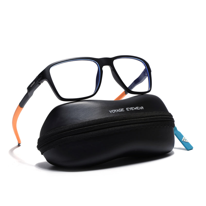 Voyage Active Black Square Eyeglasses for Men & Women (9807MG5739-C7)
