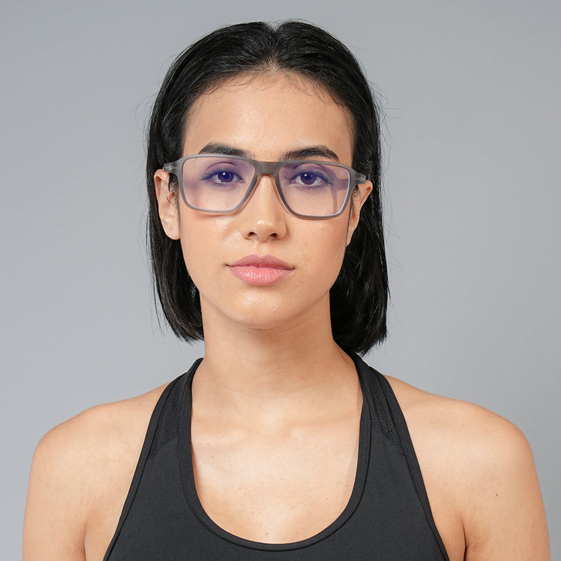 Voyage Active Grey Square Eyeglasses for Men & Women (9807MG5740-C8)