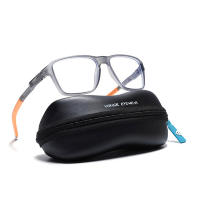 Voyage Active Grey Square Eyeglasses for Men & Women (9807MG5740-C8)