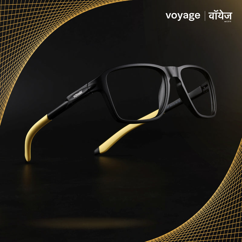 Voyage Active Black Square Eyeglasses for Men & Women (9807MG5741-C9)