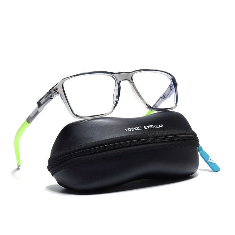 Voyage Active Transparent Grey Square Eyeglasses for Men & Women (9807MG5742-C10)
