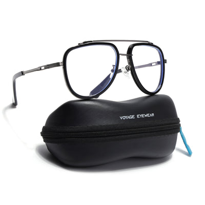Voyage Black & Grey Wayfarer Eyeglasses for Men & Women (98081MG5274-C1)