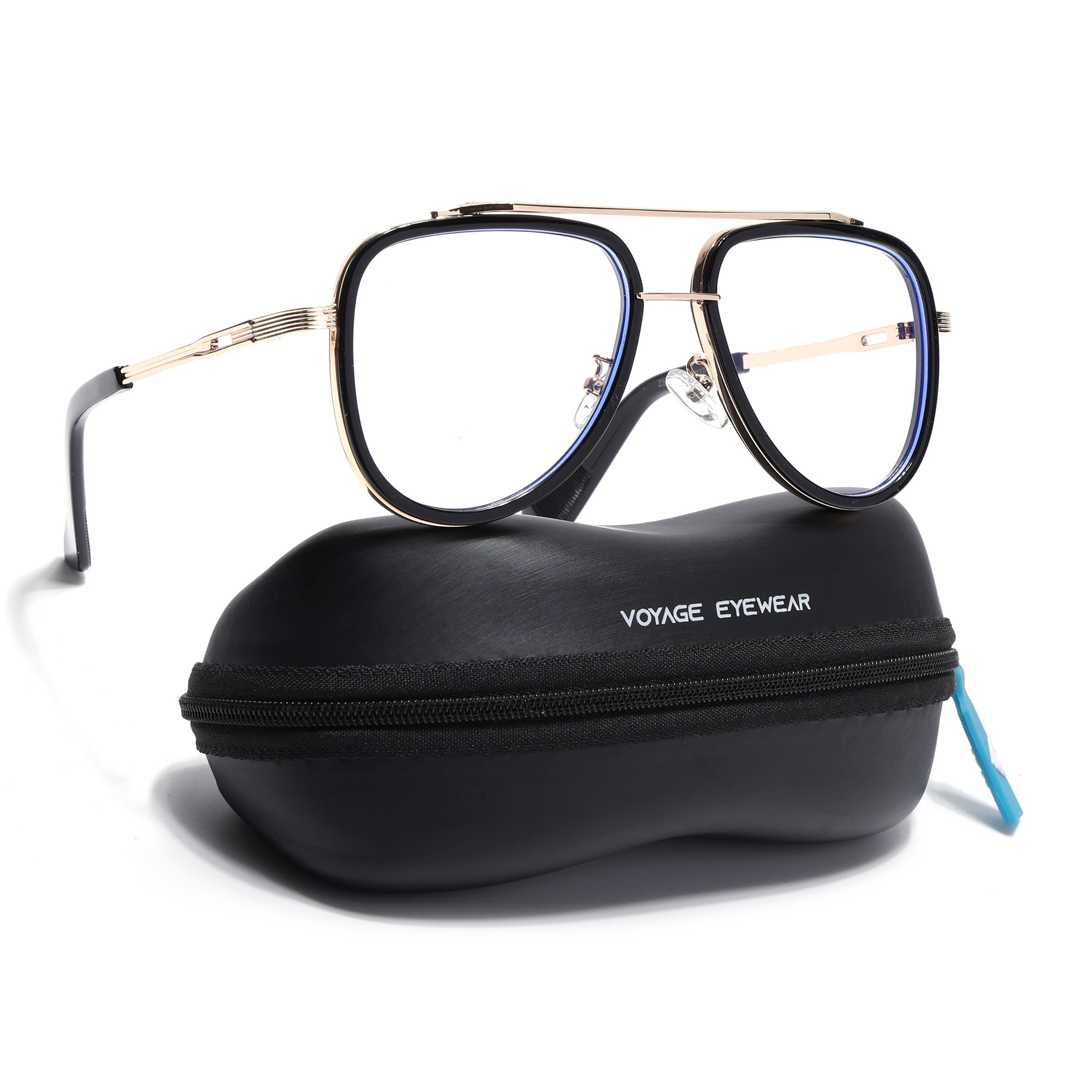 Voyage Black & Golden Wayfarer Eyeglasses for Men & Women (98081MG5275-C2)