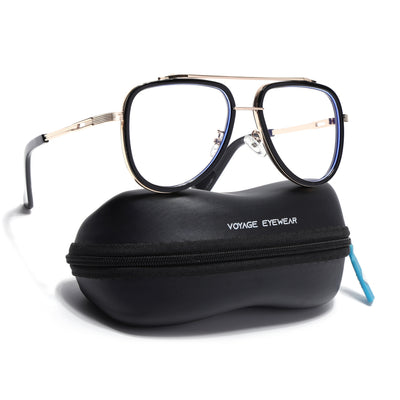 Voyage Black & Golden Wayfarer Eyeglasses for Men & Women (98081MG5275-C2)
